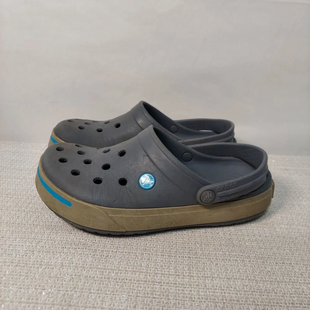 Crocs‎ Crocband Clogs Charcoal Grey Khaki Blue Mens 6 Womens 8 11989
